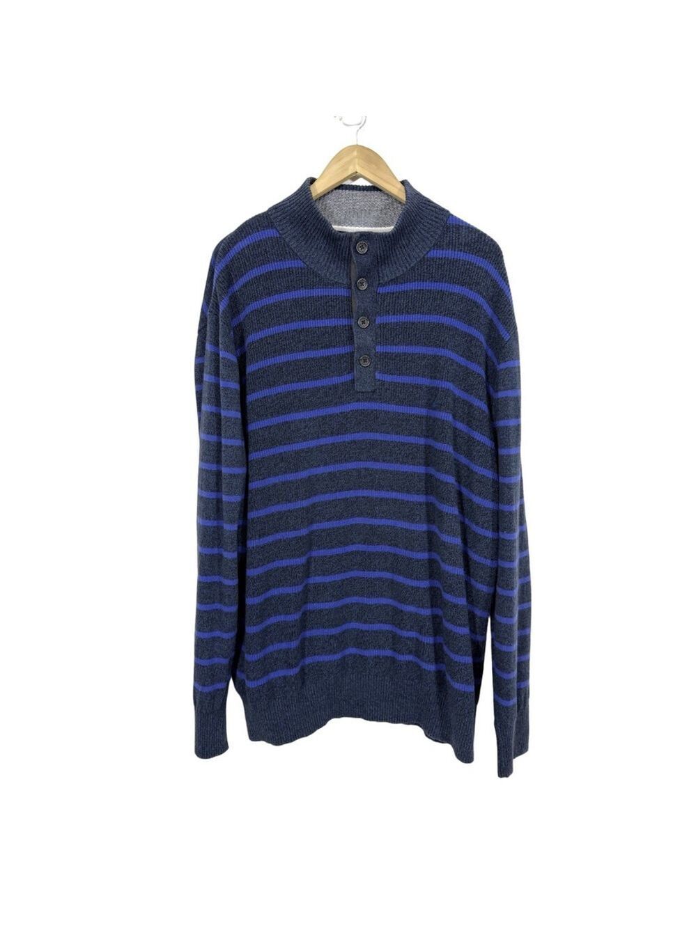 Vintage Nautica Blue Striped Men's Sweater Size XXL Cotton Preppy Work Classic